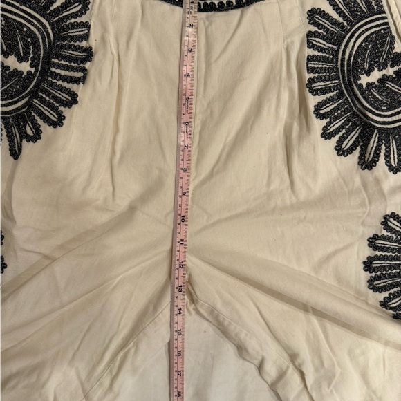 Anthropologie Embroidered Chic Cream and Black Floral Wide Leg Pants - Picture 11 of 12